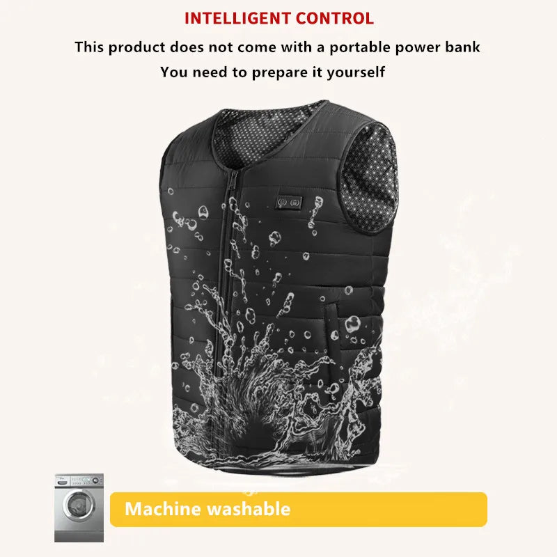 New Winter Unisex V-Neck 22 Zone Heat Resistant Warm Vest Middle-Aged And Elderly People Worn Both Inside And Outside Waistcoat