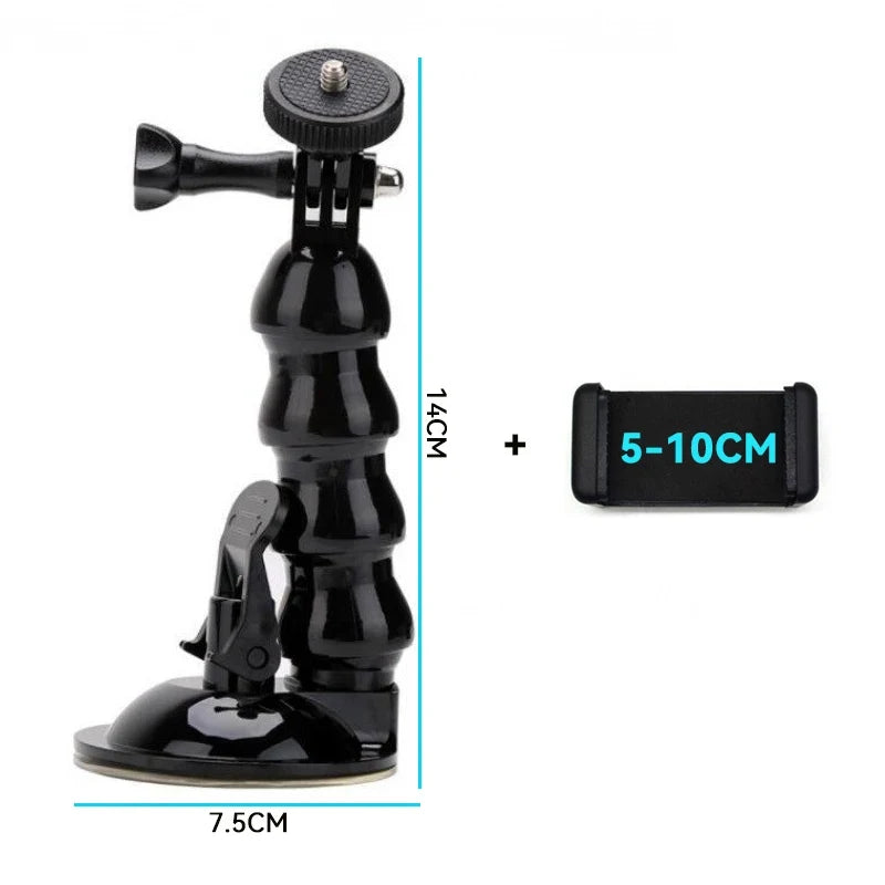 Suction Cup Camera Car Mount With Tripod Adapter Phone Holder for GoPro Hero 13 12 11 10 9 8 DJI Osmo 360 Action 5 Pro 6 4 Insta