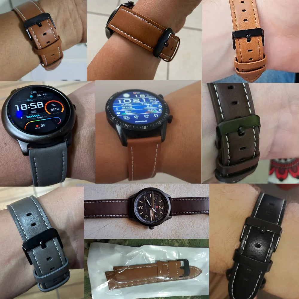 22mm Bracelet Leather Pемешок GTR4 Bands For Huami Amazfit GTR 3 Pro GTR 4 Watch Straps GTR3/GTR2/2e Stratos 3 2S 47mm Wristband