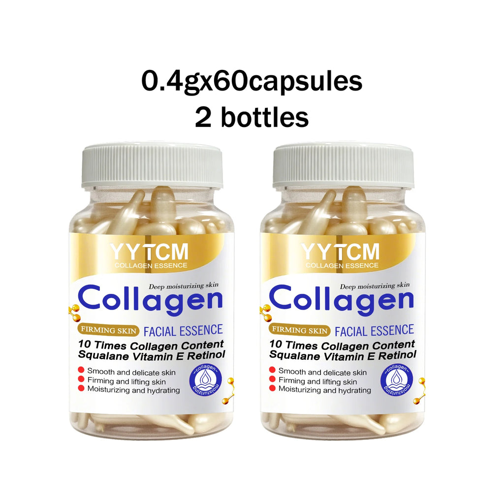 Collagen Firming Capsule Essence, Moisturizing and Smoothing the Skin, Contains Plant-Based Squalane, Retinol, and Vitamin E for Deep Hydration. 18 Capsules/30 Capsules/48 Capsules/60 Capsules/90 Capsules/120 Capsules