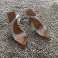 2025 Summer Rhinestone Slingback Pumps Women High Heels Sandals Lady Elegant Pointed Toe Female Sexy High Heels Woman Shoes
