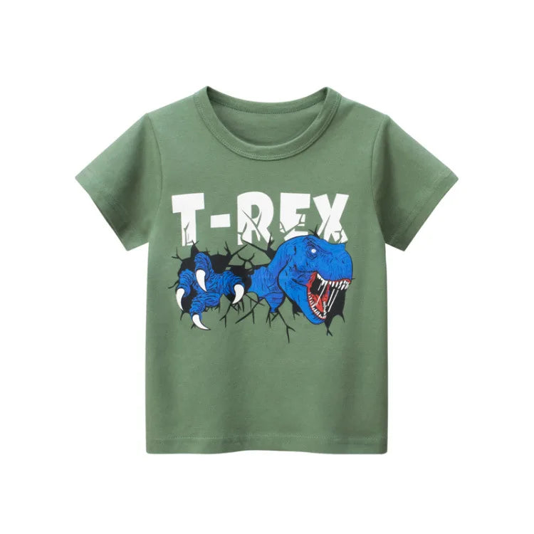 OLEKID 2025 Summer Children Boys Clothing Printed Cartoon Boys T-Shirts 2-8 Years Kids Baby Boy Tops Short Sleeve Toddler Tees