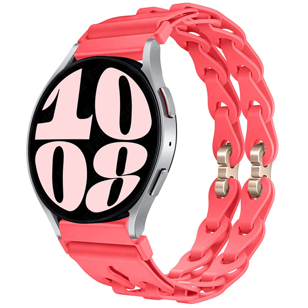 22mm 20mm Chain Strap for Samsung Galaxy Watch 7 6 5 4 6Classic Silicone Band for Huawei GT4 3Pro for Amazfit GTR 4/GTS Bracelet
