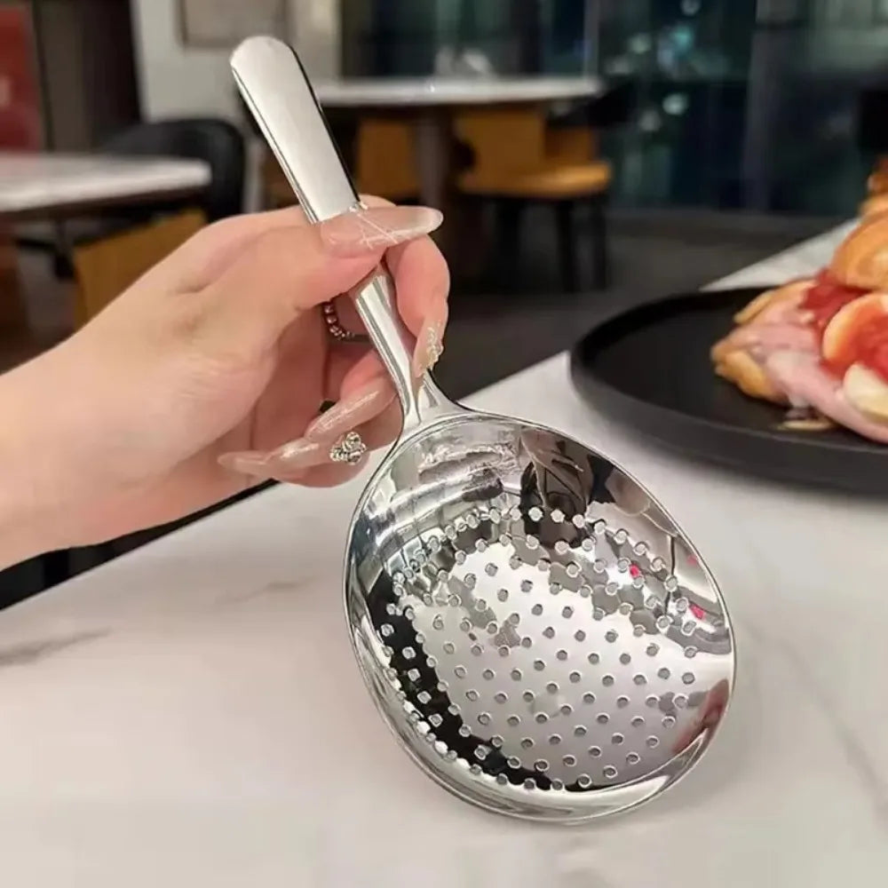 1/2Pc Stainless Steel Ladles for Serving Soup Rice Serving Spoon Drain Hole Heat Insulated Handle Kitchen Utensils for Daily Use