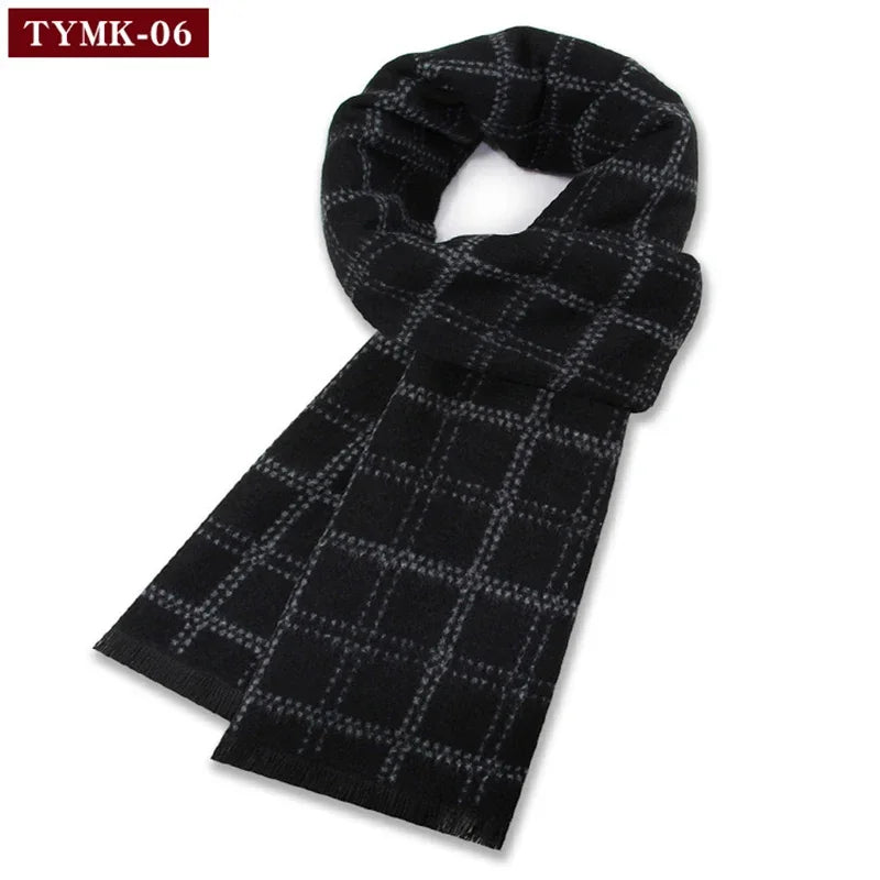 Plaid Scarf Man Black Winter Warm Wool Scarf For Men Cashmere Scarves Casual Male Long Pashmina Outdoor Shawls Man Muffler Gift