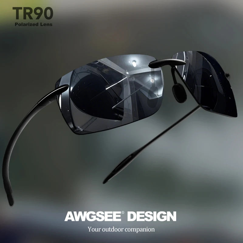 1PCS/2PCS TR90 Ultralight Polarized Sunglasses Men Brand Rimless Frame Driving Mirror Shades Sports Fishing Baseball Eyewear