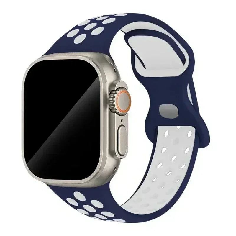 Original Silicone Strap For Apple Watch Band 49mm 44mm 45mm 40mm 42mm Breathable Correa for iWatch Series10 9 8 SE 7 6 Ultra
