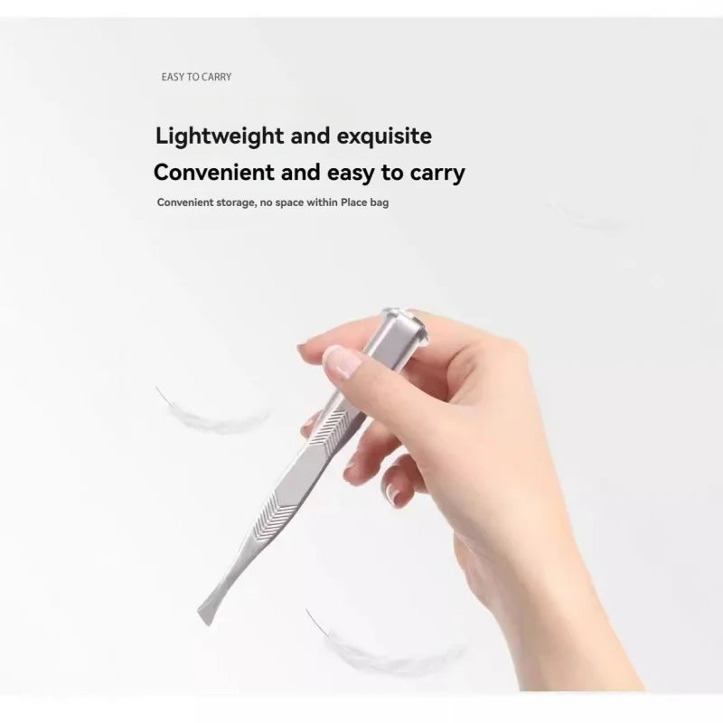 1PC Portable Stainless Steel Eyebrow Tweezer with Smart LED Light - Makeup Removal Tool