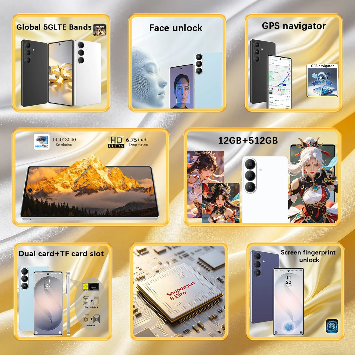 2026 NEW S26 + Smartphone Ultra intelligent 4G 5G dual card dual standby Android system 12GB+512GB global version 6000mAh