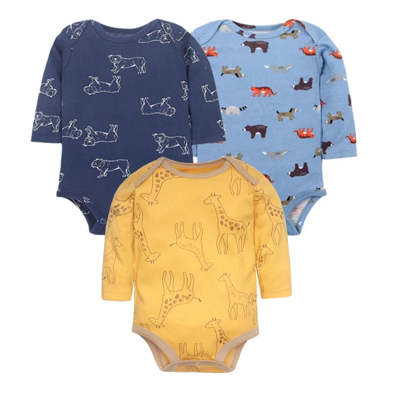 Spring Autumn Baby Bodysuits 3/4/5PCS Long Sleeve Baby Boy Girl Clothes 100% Cotton Newborn Body Infant 0-24Month Bebe Jumpsuit