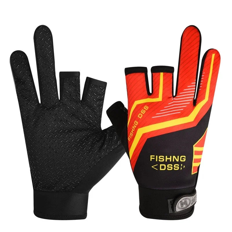 High Quality Fishing Gloves for Men Summer Fishing Road Sub Sunscreen and Anti Slip Ice Silk Breathable Thin Three Finger Gloves