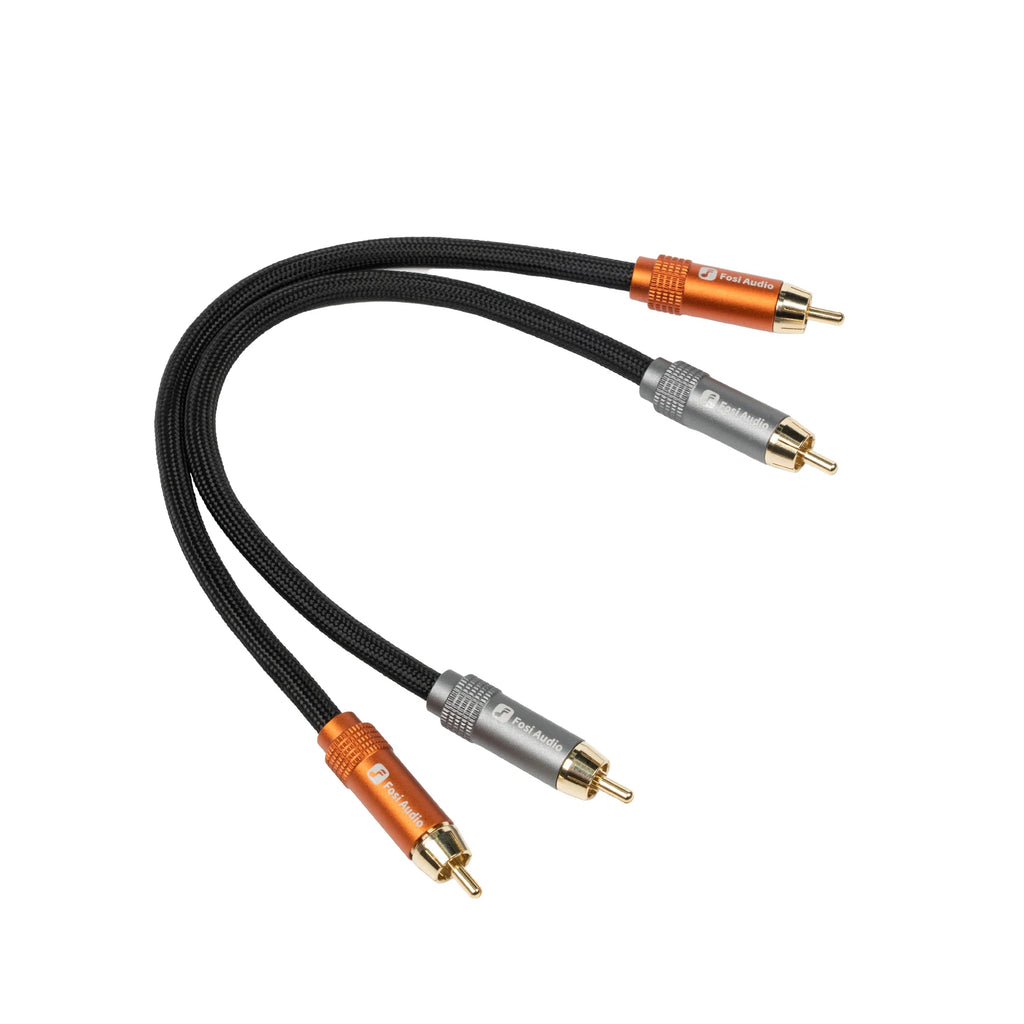 Fosi Audio Brand Nylon Braided Hi-Fi Speaker Cable Wire with Gold-Plated Banana Tip Plugs - 1.8m*2/0.3m*2
