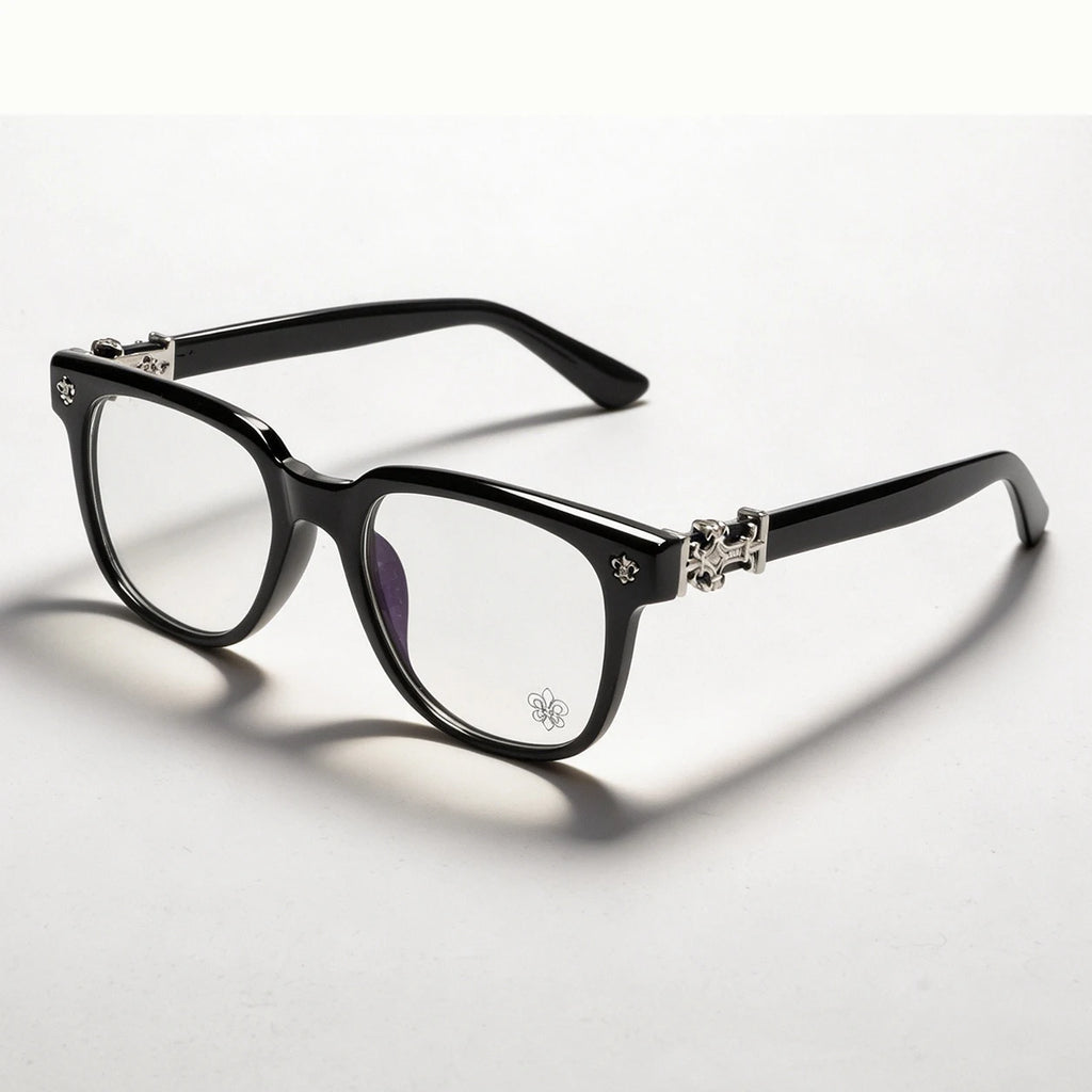 Unisex Square Anti Blue Light Glasses UV400 Gold Cross Hinge Black Clear Frame Computer Anti-Fatigue Eyeglasses