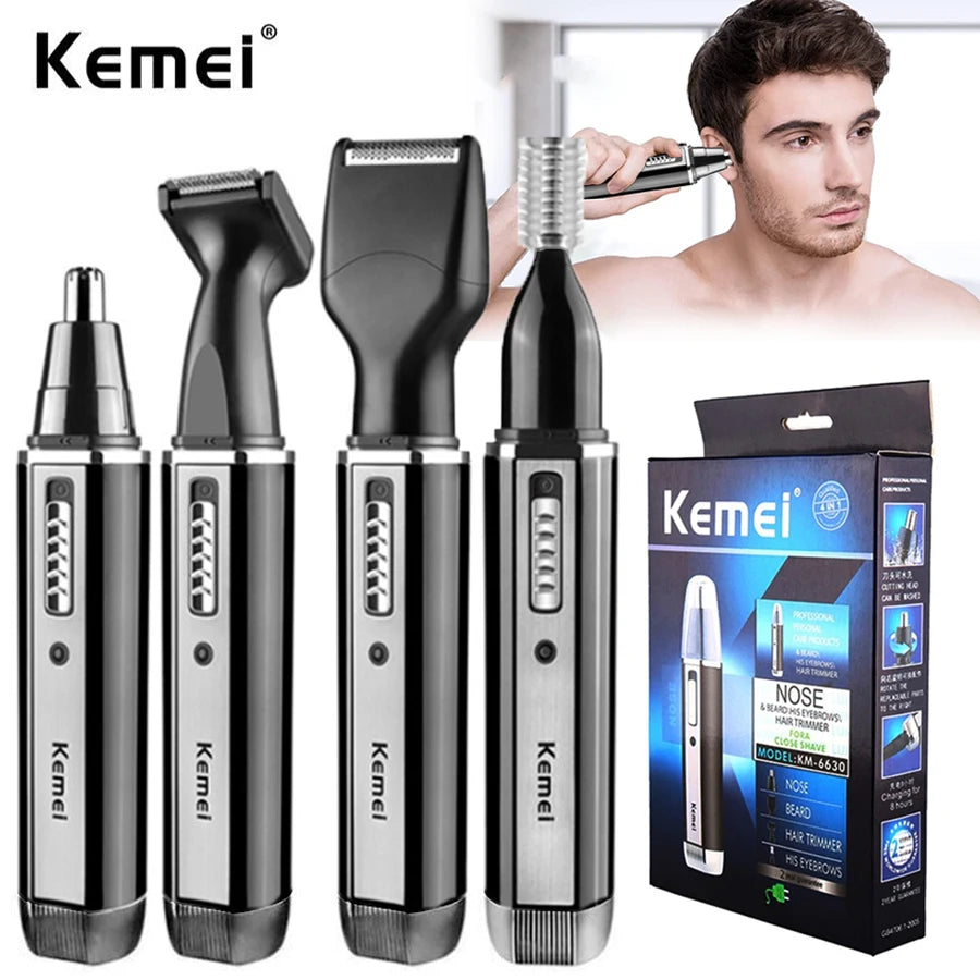 4 in 1 Trimmer for Men Electric Nose and Ear Trimmer Rechargeable Trimmer for Hair Beard Nose and Ear Cleaner Grooming Set