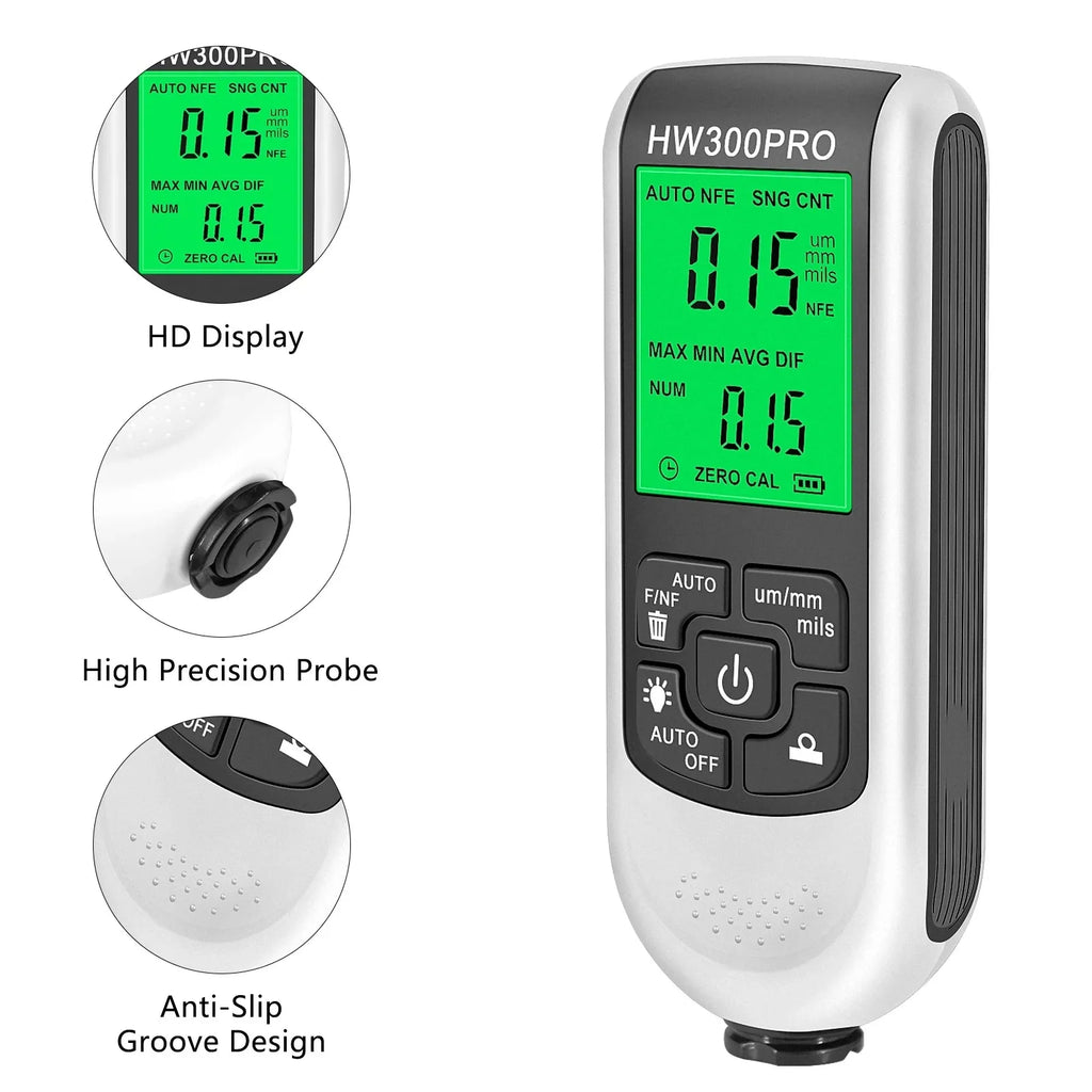 HW-300PRO Digital Coating Car Paint Film Thickness Gauge 0-2000UM Auto Measuring Tool