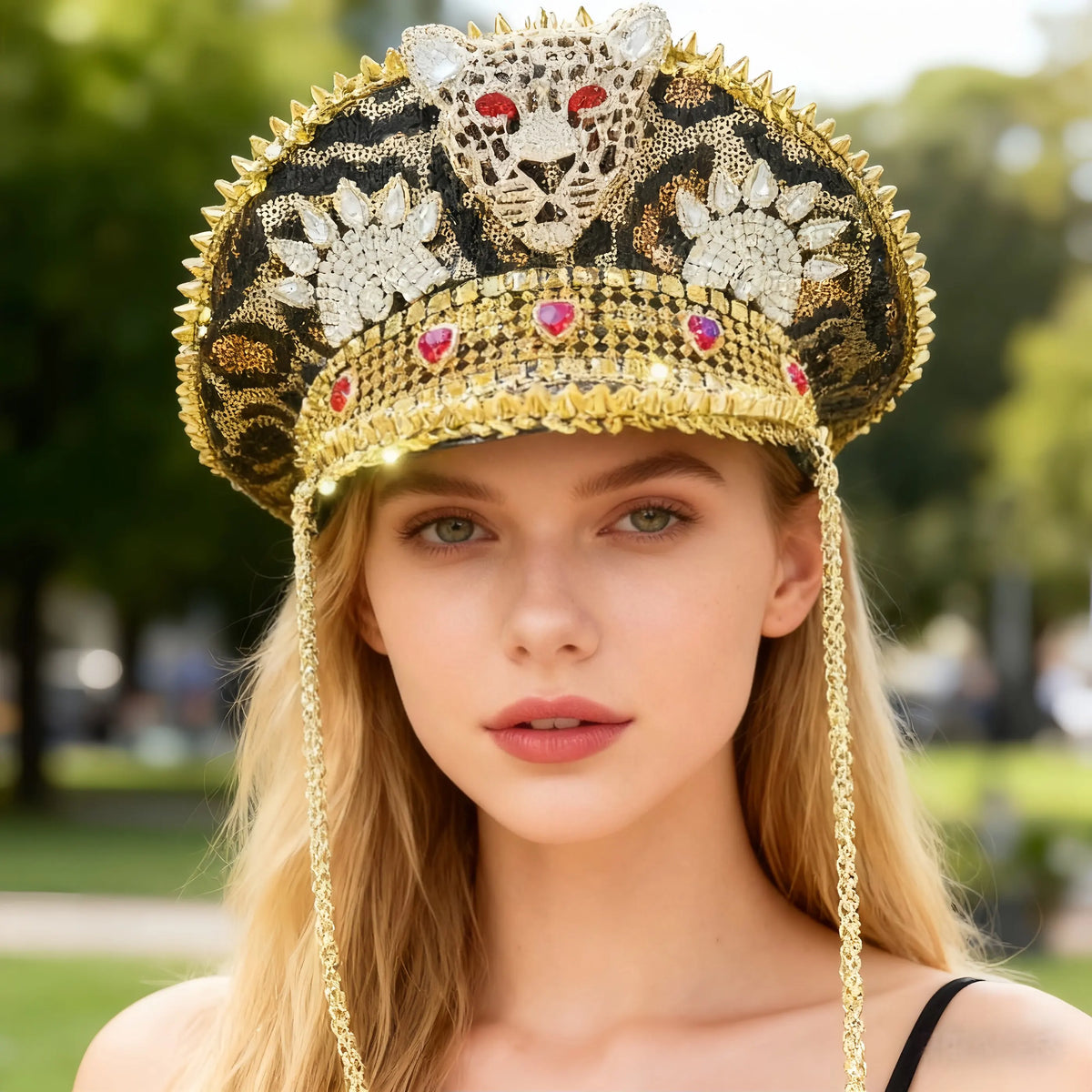Luxury Festival Rhinestone Captain Hat Military Cap Sergeant Hat Hen Do Hat Mucis Festival Steampunk Caps Fashion Masquerade