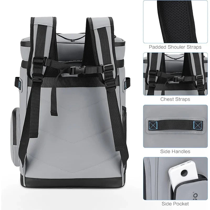 30L Waterproof Insulated Cooler Backpack for Men Women Leak Proof Cooler Rucksack for Camping Beach Fishing Picnic Travel Bag
