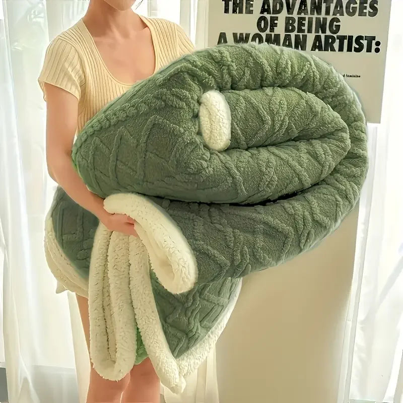 1pc Jacquard Sherpa Weighted Blanket 8lbs for Adults- Soft, Warm, and Thickened Calm Blanket for Ultimate Comfort 4 colours
