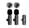 2 Pcs Wireless Lavalier Microphone, Mini Clip-on Mic for iPhone Android iPad, Crystal Clear Sound Quality