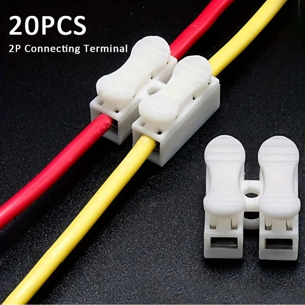 20pcs 2P Connector No Solding Welding Quick Cable Wire Connecting Terminal No Screw Terminal  Block Spring Clamp