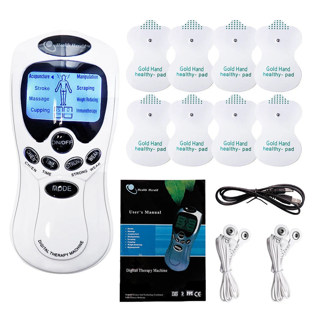 Electric Dual Output Tens Massage Machine Electrical EMS Muscle Stimulator Full Body Pulse Massager Acupuncture Digital Machine