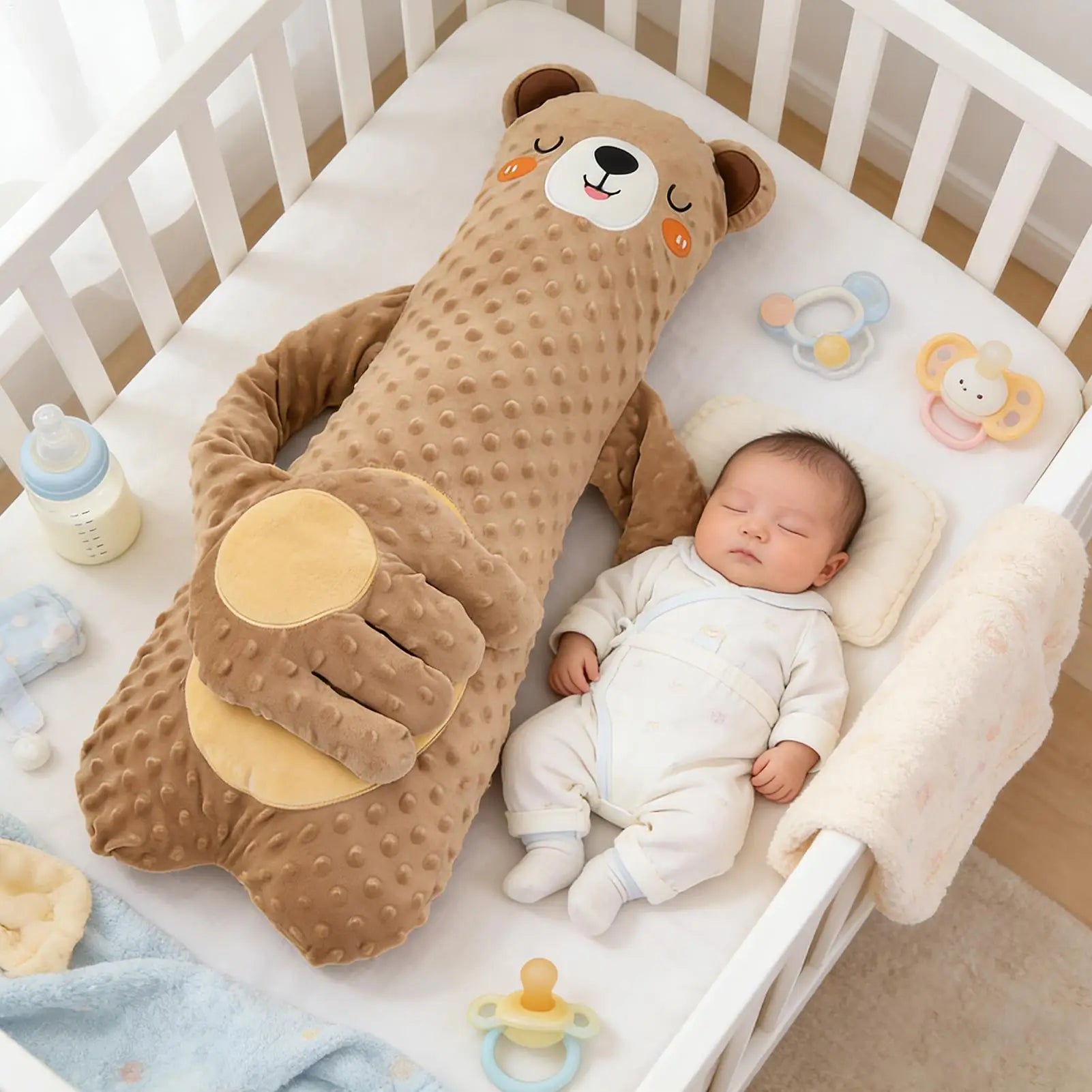 Patting Soother Pillow for Kids, Soft Hugging Electric Plush Toy with Remote Gentle Vibration Calmings Sleep Aid for Bed Crib