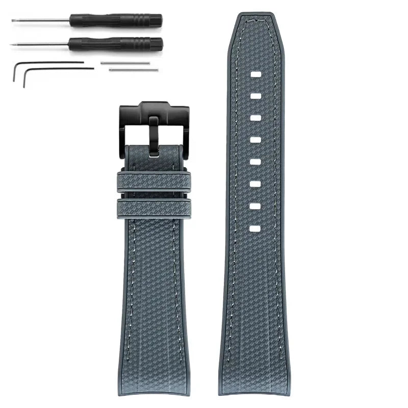 Rubber Silicone Watch Band for Swatch X Blancpain GREEN ABYSS Curved End Waterproof Sport Woven Pattern Strap Bracelet 22mm