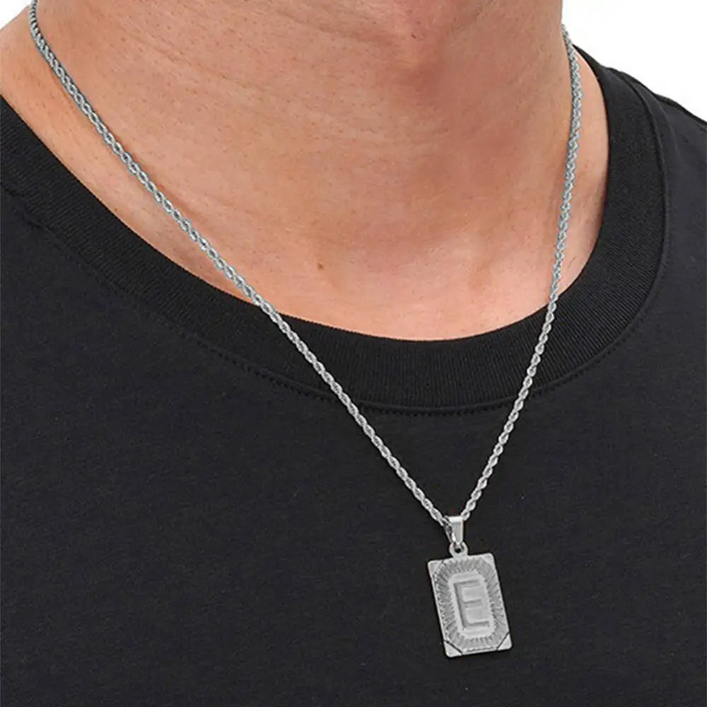 1pc 18K Gold-Plated Capital Letter Stainless Steel Twist Chain Necklace - Personalized A-Z Letter Pendant for Men and Women