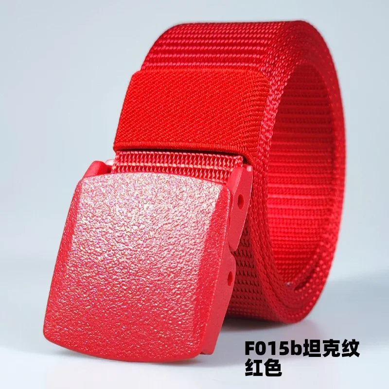 Automatic Buckle Nylon Women's Belts Canvas Outdoor Travel Premium Pants Sports Non-metallic Belts for Men White Black Blue Red