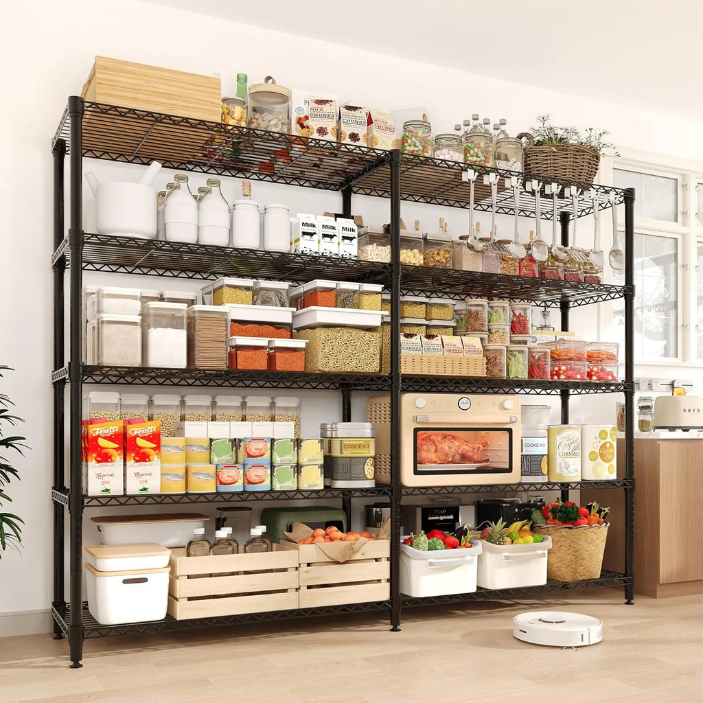 Heavy Duty Storage Shelves 4/5 Tiers Metal Shelving Unit Adjustable Organization Pantry Shelves for Kitchen Garage Commercial
