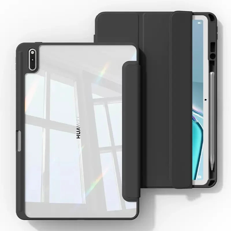 Clear Acrylic Case For Huawei Matepad Air 11.5 2023 11 10.4 Pro 11 10.8 Pencil Holder Cover For Honor Pad V6 V7 10.4 Inch Cases