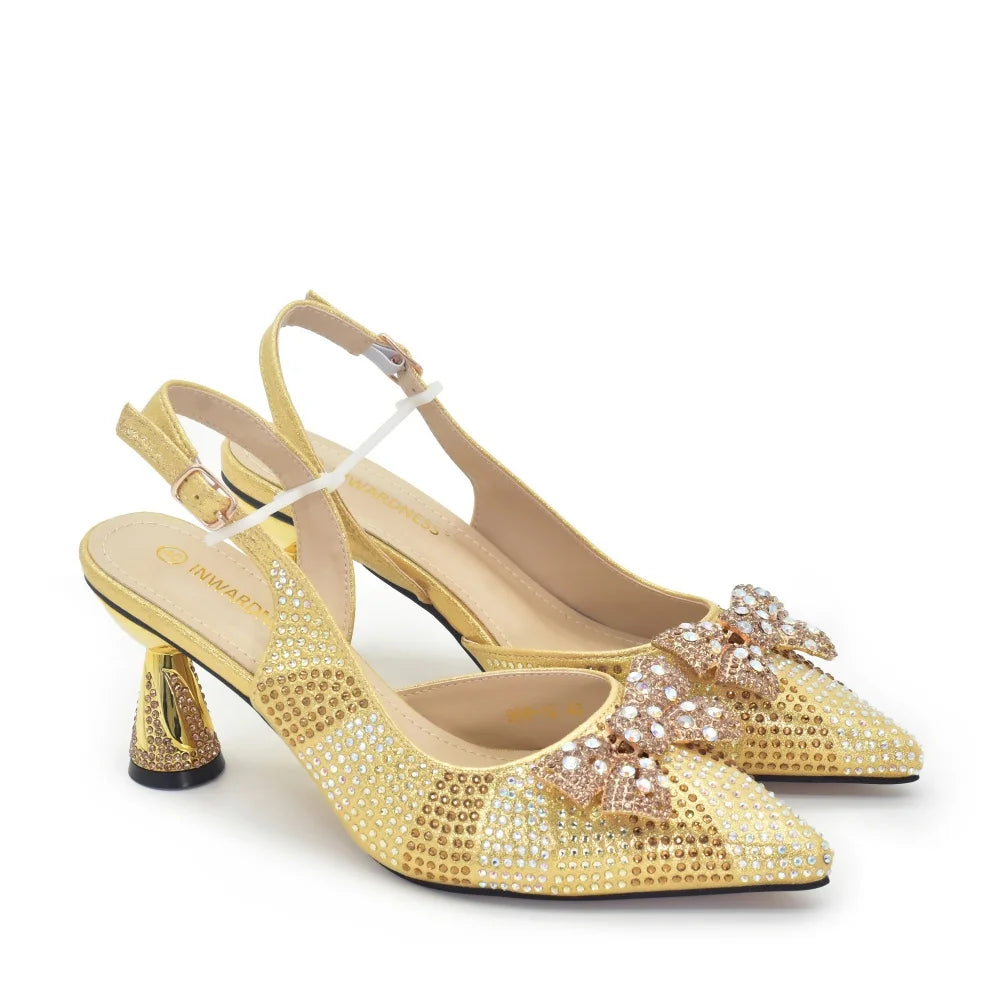 Fashion Party Shoes and Bag Match for Women Latest Italian Matching Shoes and Bag Set with Rhinestone Luxury Woman Shoes