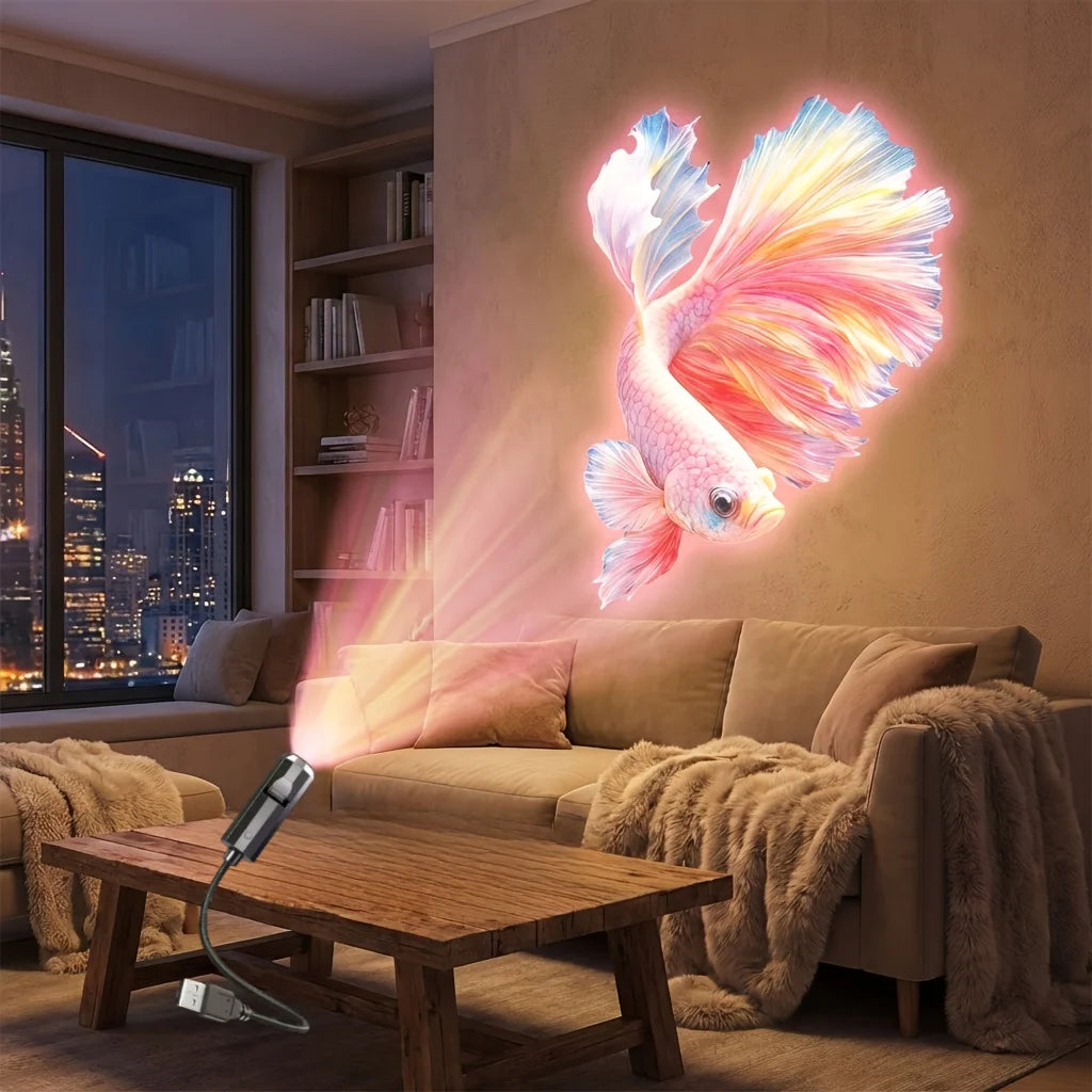 Ocean USB Projector Night Light, 8 Replaceable Lamp Sheets for Ambient Light, Home Bedroom Ceiling Projector Light