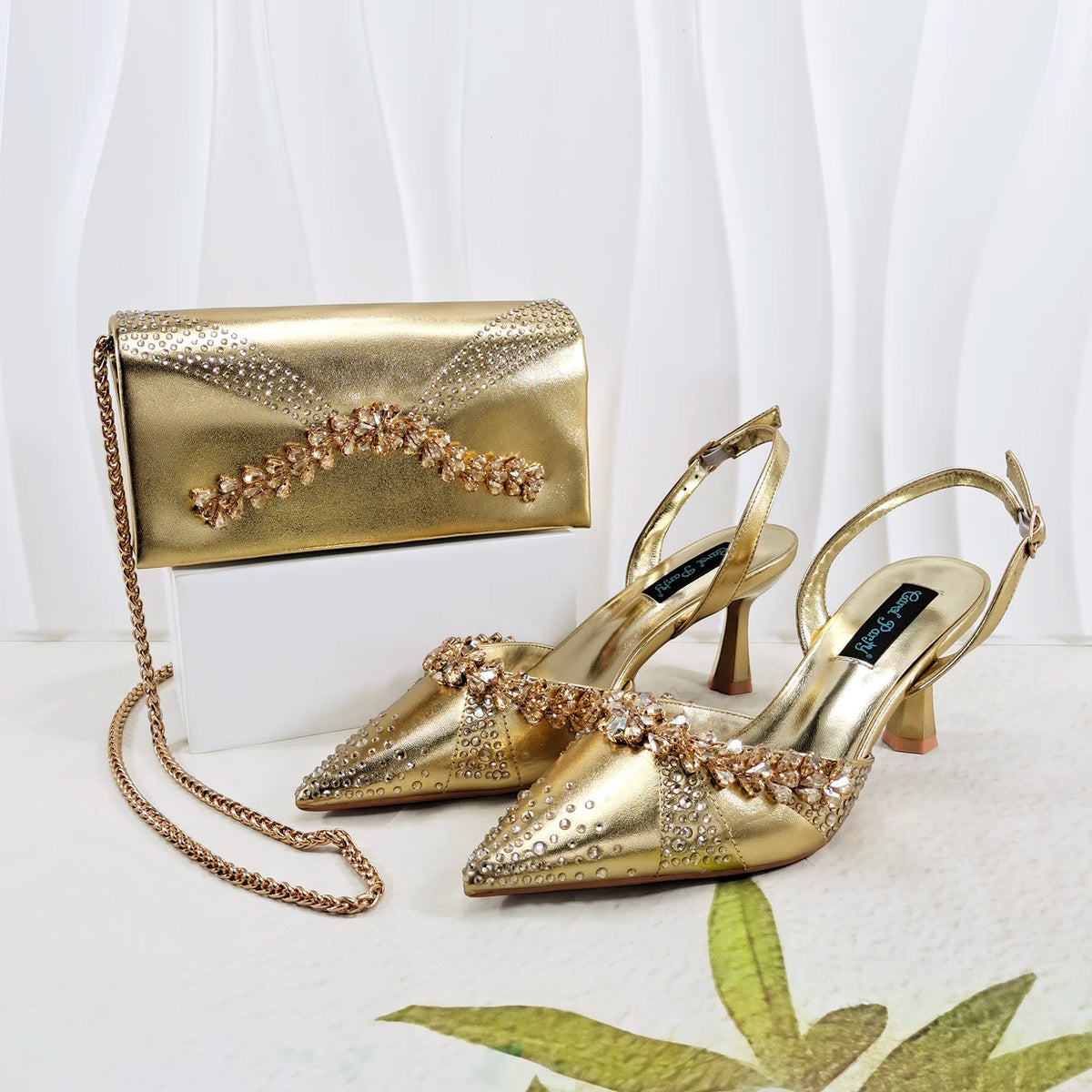 Italian Design Slip-on High Heels and Matching Three-Dimensional Bag Nigeria Party Pointed Shoes with Bag or a Pair of Shoes