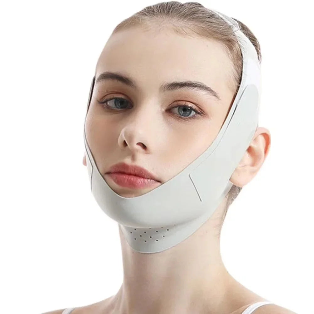 Adjustable V-Shape Face Lift Band Breathable Reusable Facial Slimming Strap Double Chin Reducer for Men Women Daily Skin Care