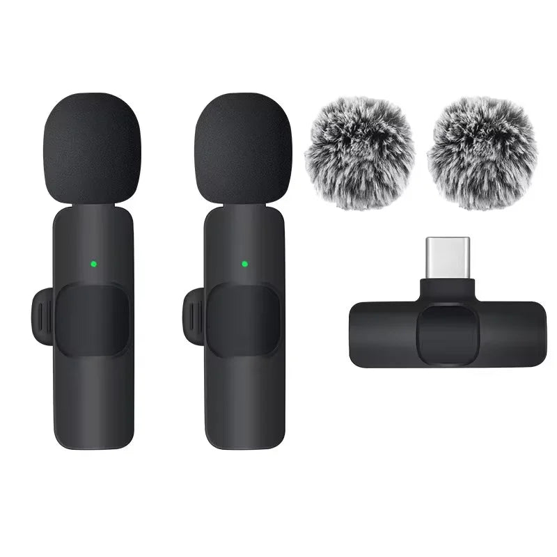 KEBIDUMEI 2.4G Wireless Lavalier Microphone Portable Audio Video Recording for iPhone Android Live Broadcast Gaming Phone
