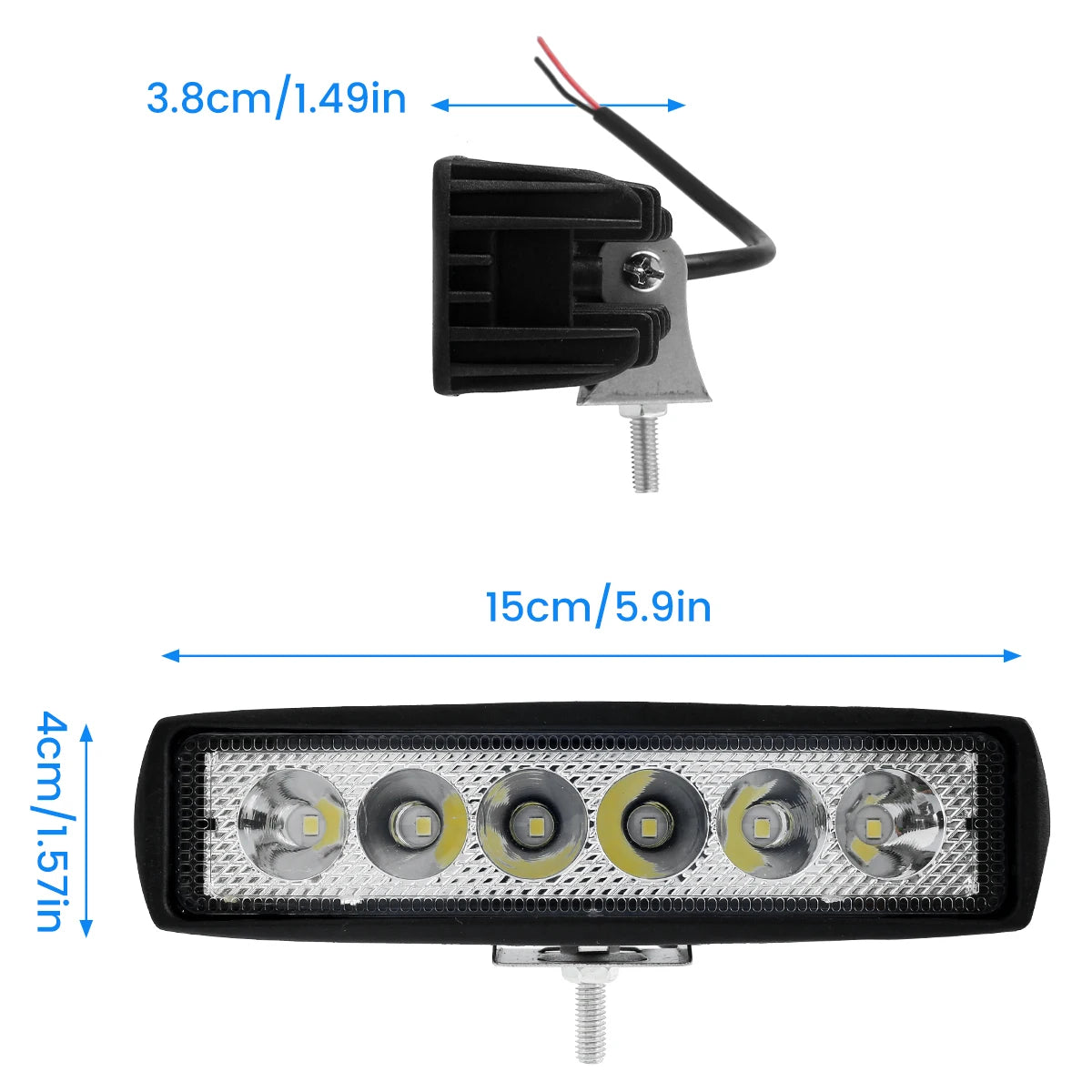 1/2PCS 12V Car LED Light Bar 18W 6000K Super Bright Car LED Work Light IP67 Waterproof Flood Spot Light White Off Road Head