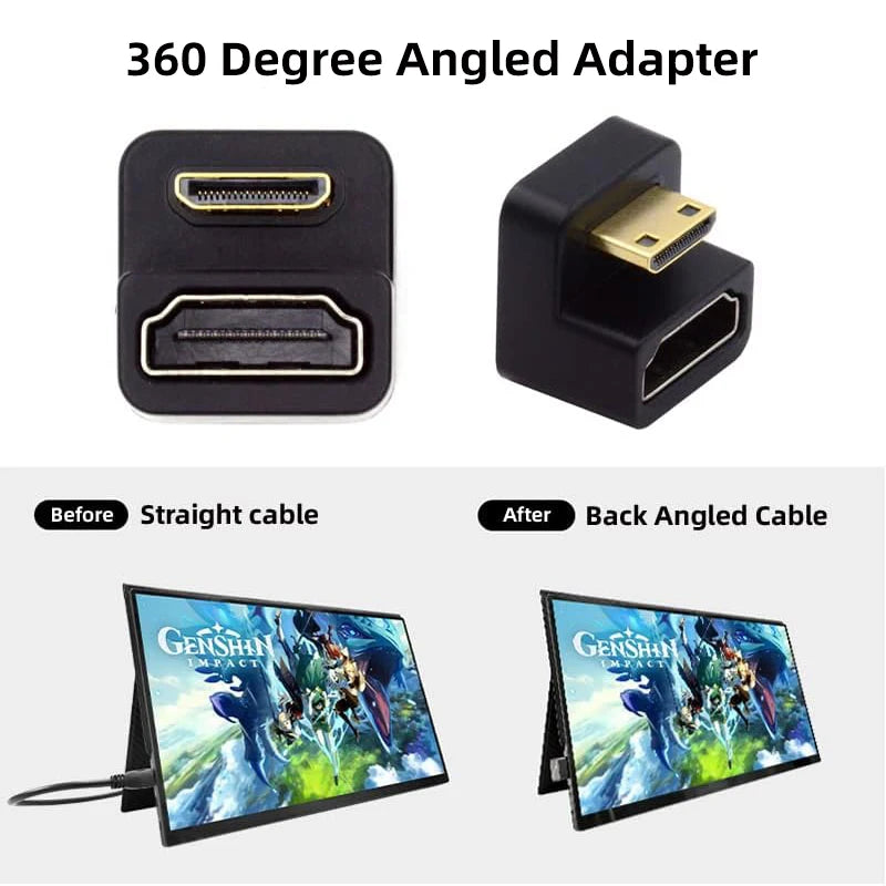Mini HDMI-compatible Male to HDMI-compatible Female Adapter UP Down Angle 180 Degree 8K@60Hz 2.1 Female Extension Converter