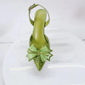 INSIGHTLINK Women Olive Green Crystals stiletto sandals Gems Shoes and Bag Set Rhinestones high-heeled Shoes For Wedding Sandals