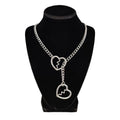 Heart O-ring Slip Chain For Women Punk Rock Necklace Stainless Steel Cuban Long Necklace Trendy Simple Adjustable Y-Necklace