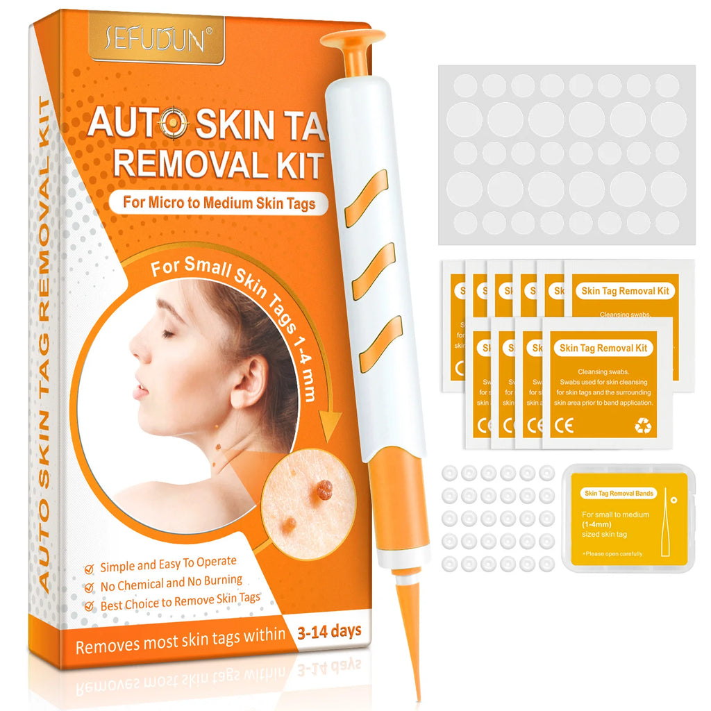 Skin Tag Removal Mole Wart Removal Facial Mole Wart Microstrip Tag Removal Kit Automatic Mole Remover Tool with Cleansing Swabs