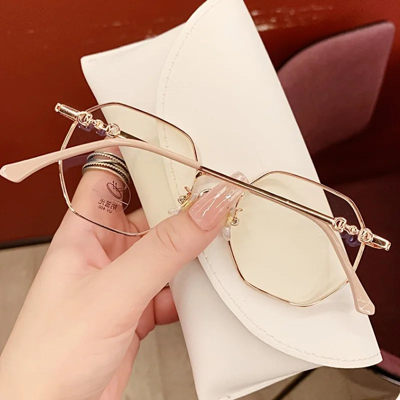 A pair of full-rim square glasses with metal frame and AC lenses simple decoration style