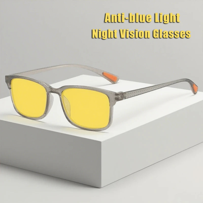 Fashion Square Frame Night Vision Glasses Men and Women Ultra-light Anti-blue Light Glasses Anti-far Light Computer Goggles