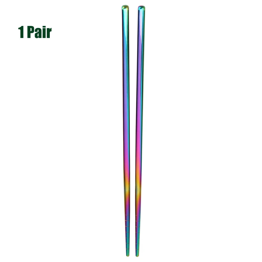 1-5 Pair Stainless Steel Chopsticks Metal Chop Sticks Tableware Silver Gold Multicolor Wedding Party Festival Supplies