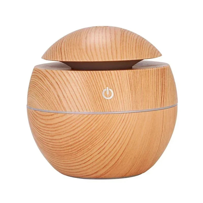 Portable Mini Woodgrain Ultrasonic USB Humidifier and Essential Oil Diffuser Desktop Aromatherapy for Home Office Use