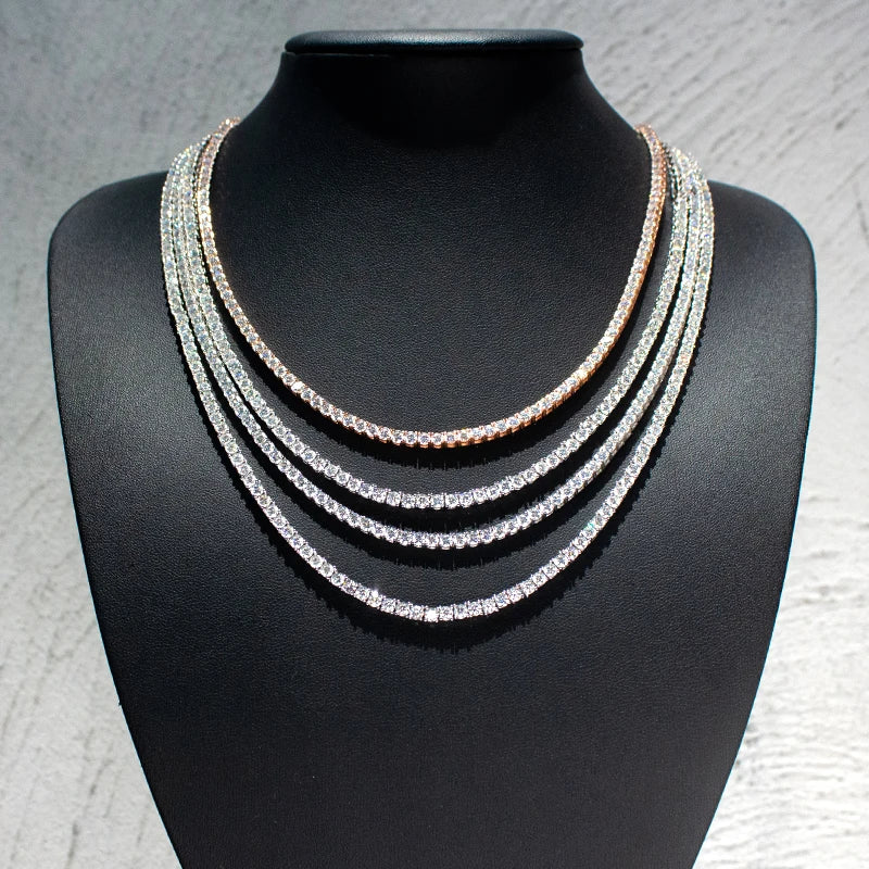 2-5mm Men Women Moissanite Tennis Chain Rose Yellow Moissanite Tennis Bracelet s925 Silver Tennis Chain For Women Men