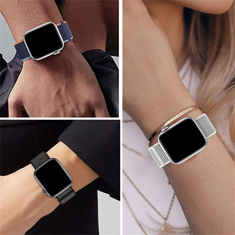 Nylon Band for Apple Watch Strap 49mm 45mm 41mm 44mm 40mm 42mm 46mm Adjustable Elastic Bracelet iWatch Ultra Serie 10 9 5 SE 678