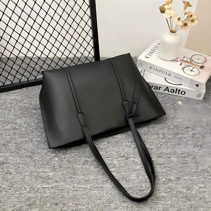 Korean Style Women Soft Leather Tote Bag Large Capacity Versatile Single Shoulder Handbag Purse Casual Daily Shoulder Bag