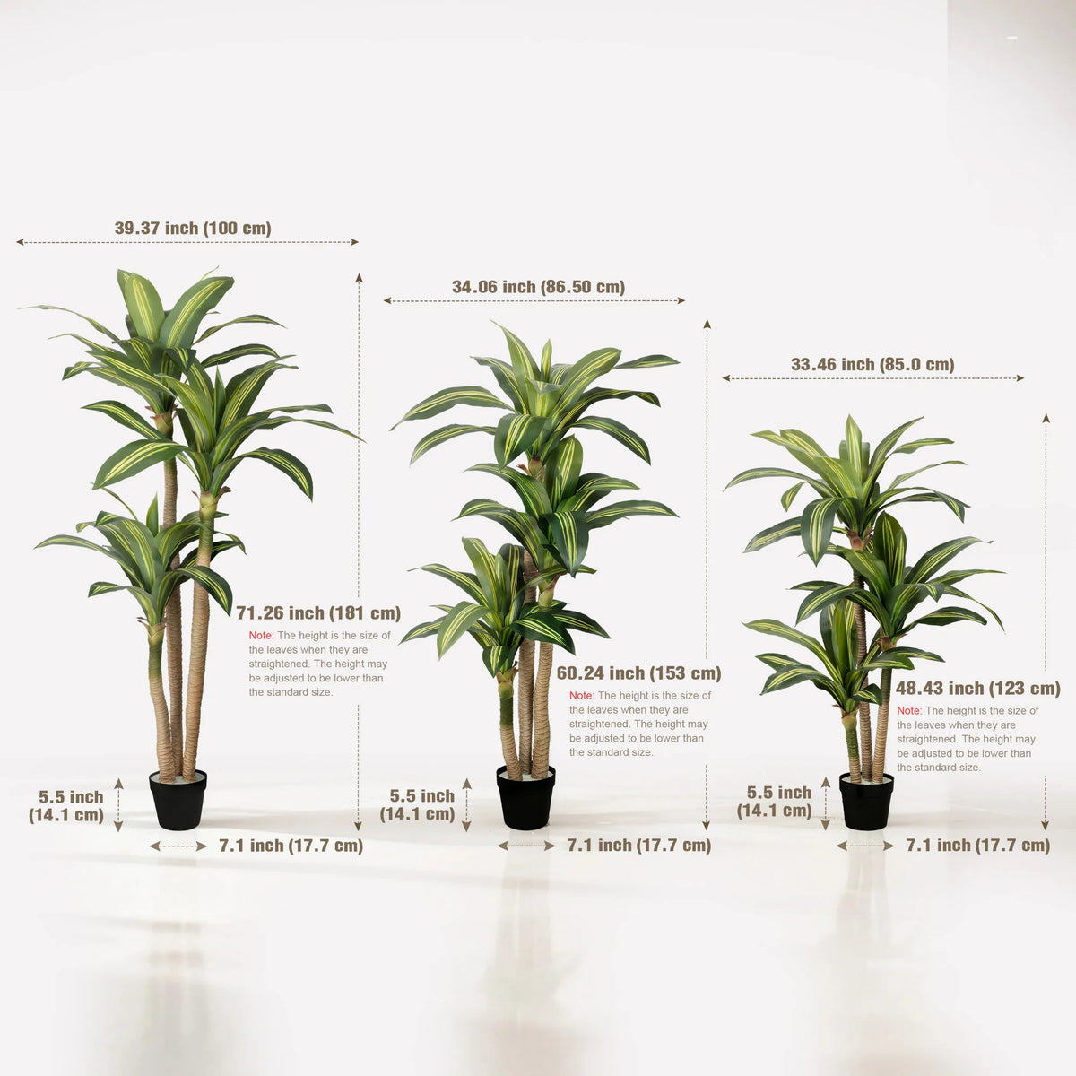 4ft/5ft/6ft Artificial Dracaena Tree in Pot - Realistic Faux Plastic Tropical Floor Plant with Easy Assembly, All-Season Indoor/Outdoor Decor for Home Office Living Room Porch, Housewarming Gift Perfect for Christmas Thanksgi