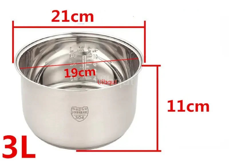 304 stainless steel rice cooker inner container Non stick Cooking Pot Replacement Accessories kitchen food Rice Cooker liner